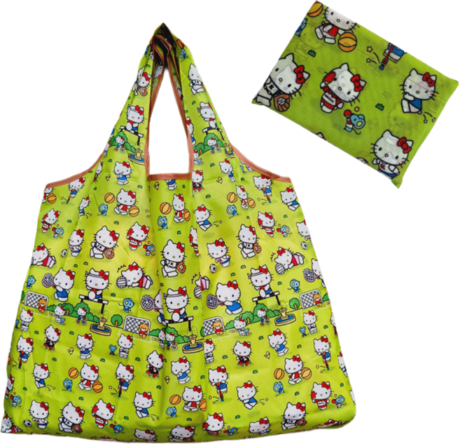 오르빗데이 캐릭터 접이식 장바구니, 키티 그린, 1개