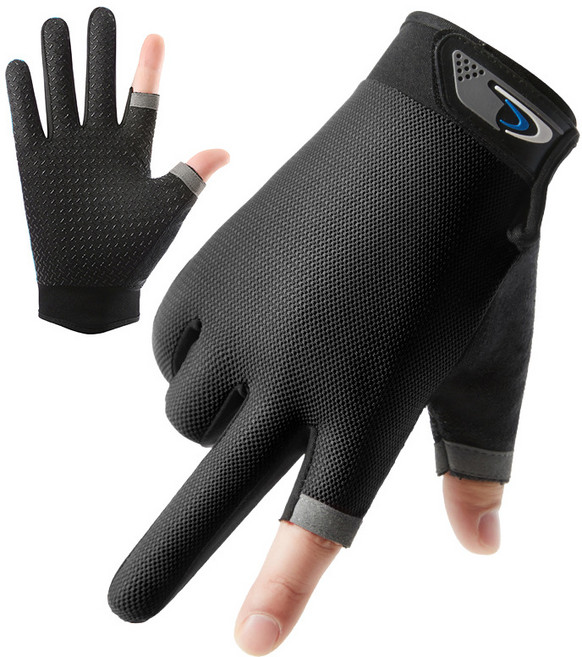 데이프로젝트 오토바이 장갑 반장갑 미끄럼방지 2컷 장갑 메쉬, 블랙