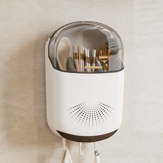 DANGZ 벽부착 수저통 조리도구 정리함, 1개, 화이트