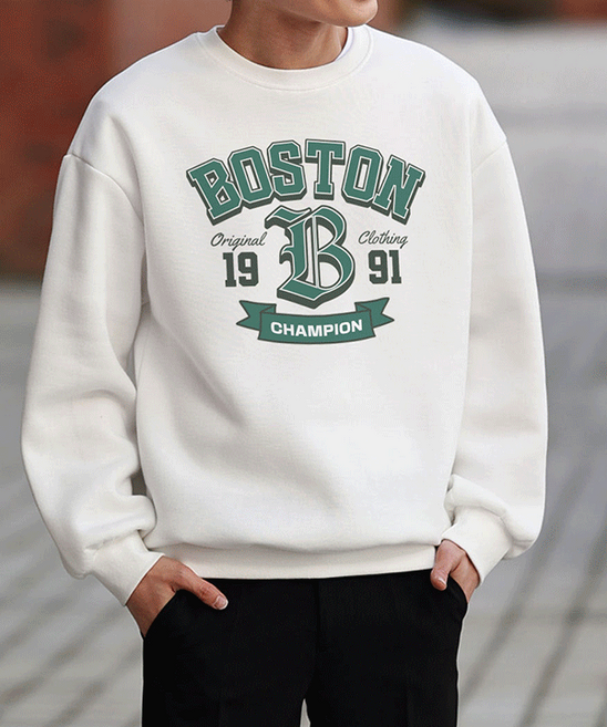 키작은남자 보스턴챔프 특양면 맨투맨 티셔츠 키작남