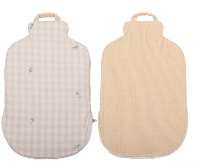 파쉬 보온물주머니 2L + 골덴 체크하늘꽃자수 면커버, 1개