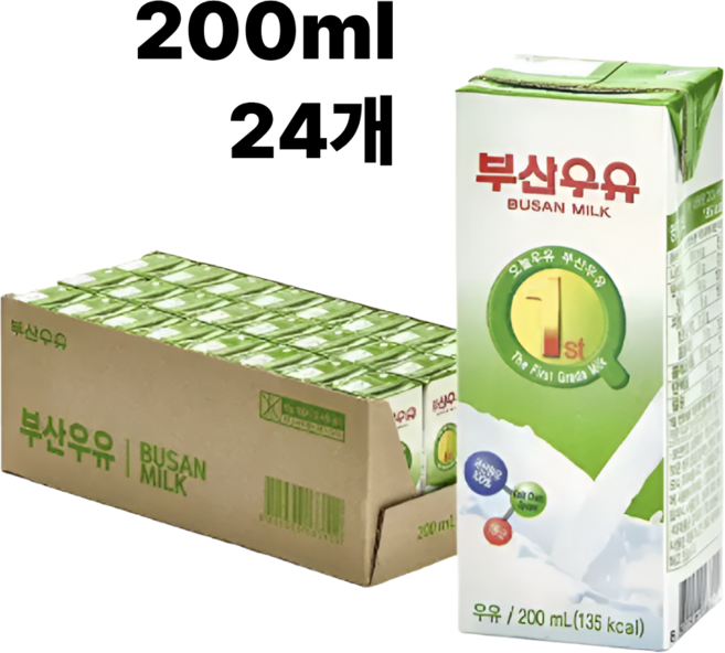 부산우유 멸균우유 돌 아기 흰우유 200ml 24개 [원산지:국산]
