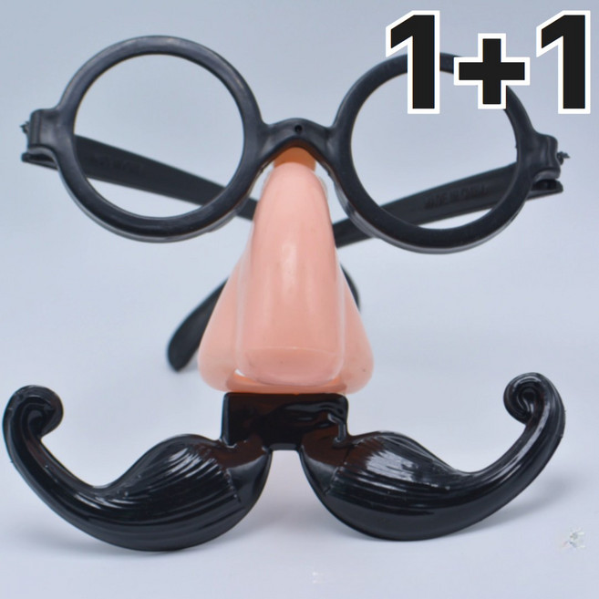 코주부안경 콧수염안경 가짜코 쓸데없는 쓸모없는 생일 선물 분장, 2개, 콧수염컬러