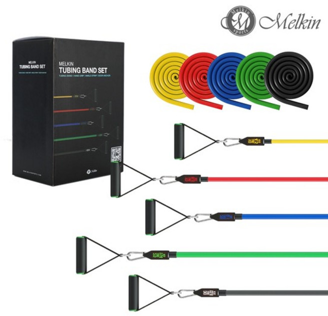 멜킨 튜빙밴드 5종 라텍스 필라테스 고무밴드 세트, 1개, 튜빙밴드 종합세트