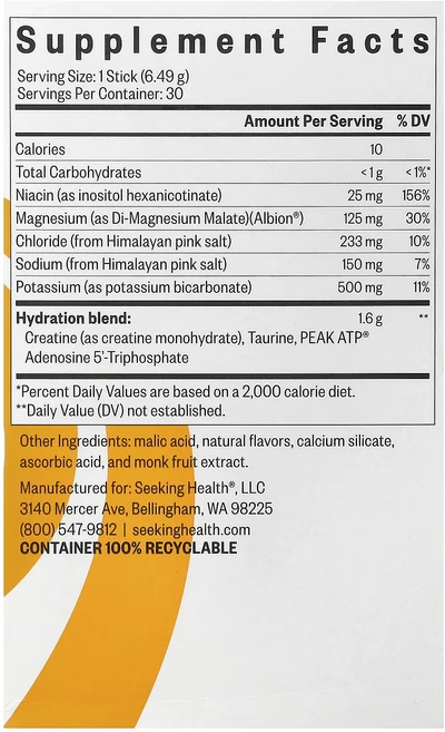 효과가 좋은 Seeking Health 옵티멀 일렉트로라이트 오렌지 30개입 개당 6.49g(0.229oz) 최저가격, SeekingHealth옵티멀일렉트로라이트오렌지30개입 - 쿠팡