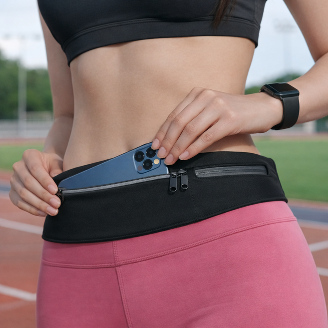 MODELAB 초경량 고급 러닝벨트 3포켓 대량수납, 1개, black