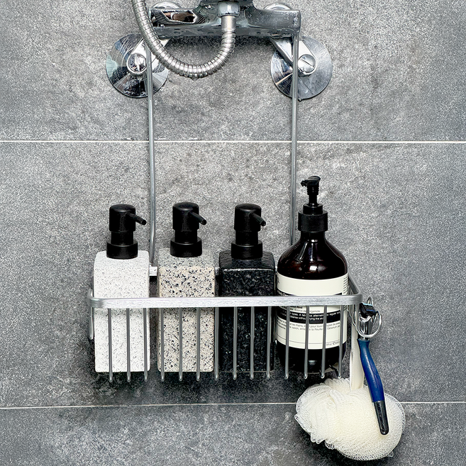 메이크라이프 욕실 수전 걸이 바구니, 1개, 실버