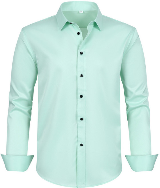 【免燙彈力】男士襯衫 商務襯衫 休閒襯衫 長袖襯衫 彈力襯衫 修身版型 純色簡約 四面彈力面料 通勤職場必備