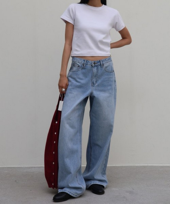 밀리언코르 위크 라이트블루 와이드 데님팬츠