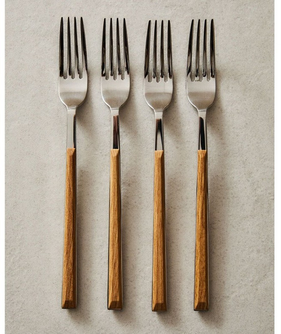 자라홈 브랜드관 목재 마감 효과 손잡이가 달린 포크 세트 4개입 42210301700, 브라운, 1개