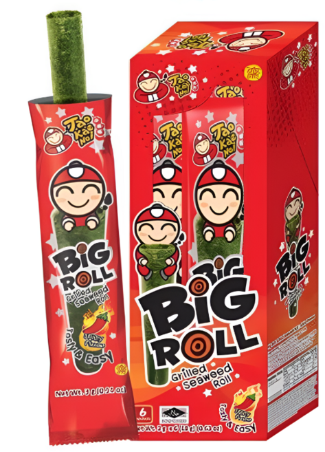 태국 타오케노이 빅롤 김 스낵 과자 3g x 6개입 Tao Kae Noi Big Roll, 레드(스파이시), 1개