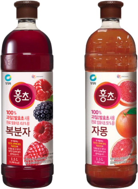 청정원 홍초 1.5 복분자+자몽 2종세트, 2개, 3L