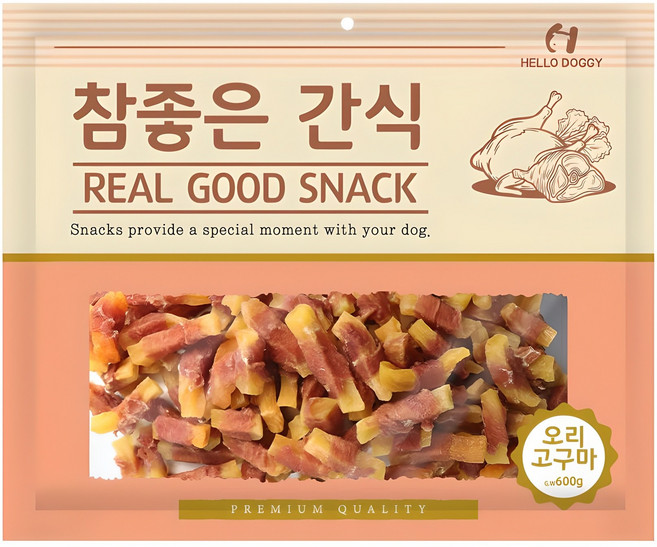 헬로도기 강아지 참좋은 건조간식, 오리고구마, 400g, 1개