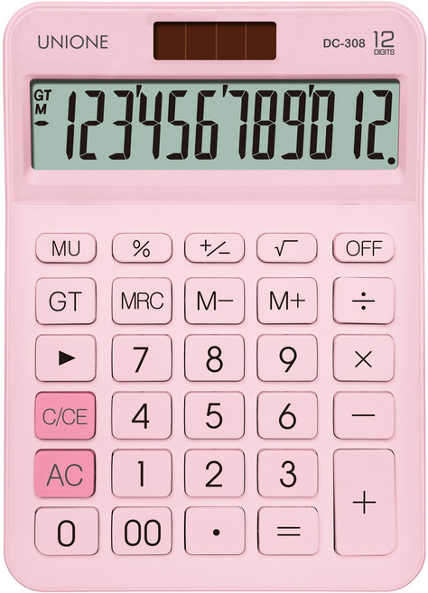 유니원 칼라 대형계산기 DC-308 카시오 DF시리즈 계산기, 핑크