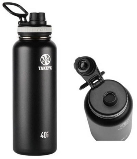 타케야 진공 스테인레스 보온보냉병 텀블러 물병 40oz, Black, 1개