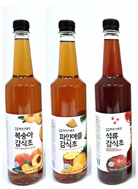 자연과발효 (복숭아 파인애플 석류) 감식초 750ml*3개, 750ml, 1세트
