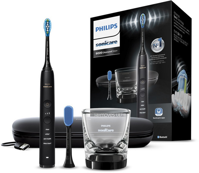 필립스 다이아몬드클린 9000 전동칫솔, 0.hX9912/51, 검정색, 1개