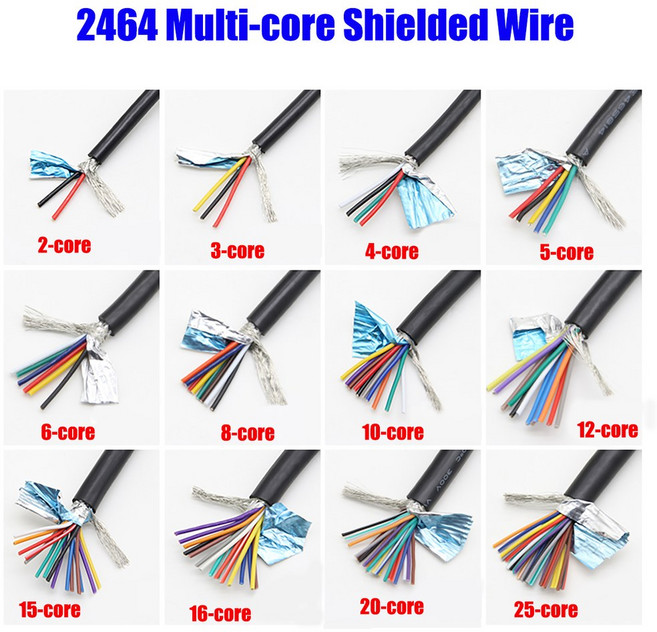 이중 레이어 차폐 코어 15 호일 AL 26AWG 2 편조 4 와이어 20/25 5 케이블 10 유연한 12 16 3 알루미늄 6 UL2464 신호 8, 26AWG 3 Co, 10M, Black, 1개