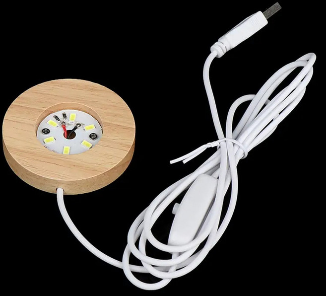 클로이영 LED 원목받침 무드등 만들기 아크릴 스탠드 USB 조명 DIY 원형, 원형 10cm