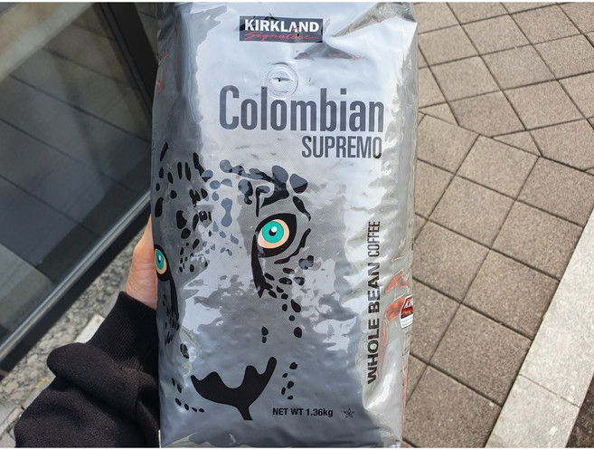 커클랜드 시그니처 콜롬비안 수프리모 홀 빈 커피, 1개, 1.36kg, 홀빈(분쇄안함)