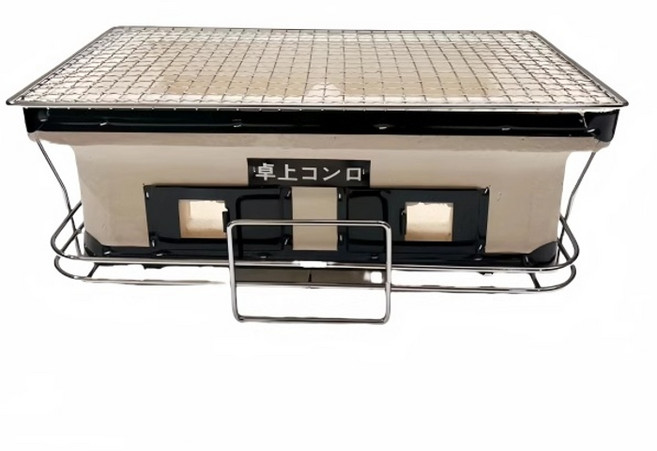 일본식 숯불꼬치 불판 미니 화로 야끼니꾸 와규 규카츠 야외 캠핑, 베이스+스퀘어 탄두르+그릴망(5인용), 1개