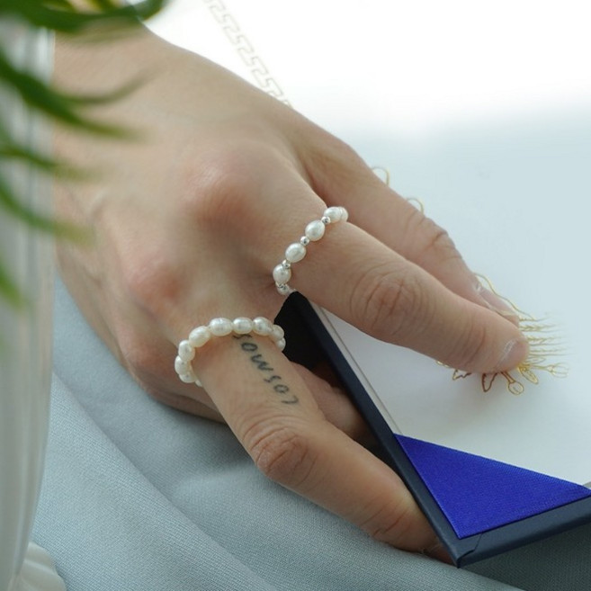 Dahlia 담수 진주 비즈 반지 링 2type 핸드메이드 925 실버 우정 원석반지