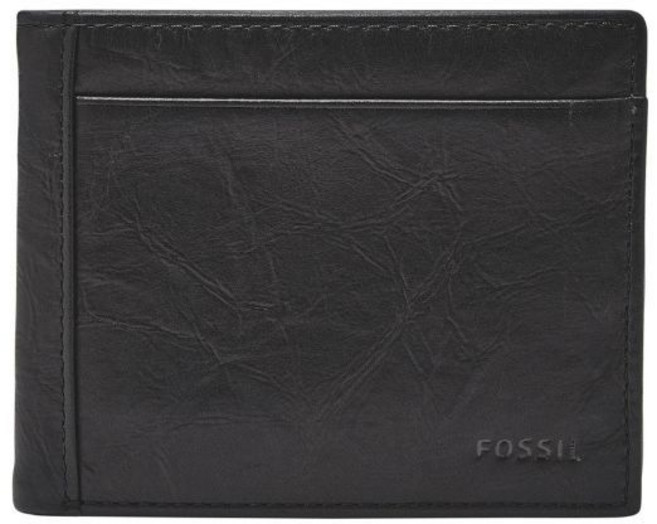 FOSSIL Neel 真皮兩折翻轉證件格皮夾-黑色