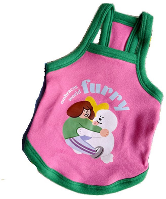 우기펫 반려동물 퍼리 민소매 티셔츠, 1개, 핑크