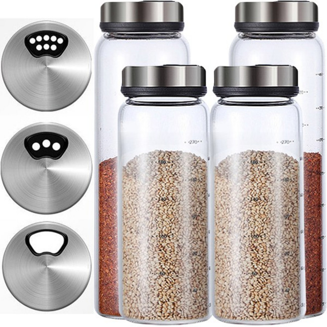 3단조절 내열유리 양념병 혼합 4P 세트, 양념병 300ml-2P+500ml-2P, 1세트, 500ml