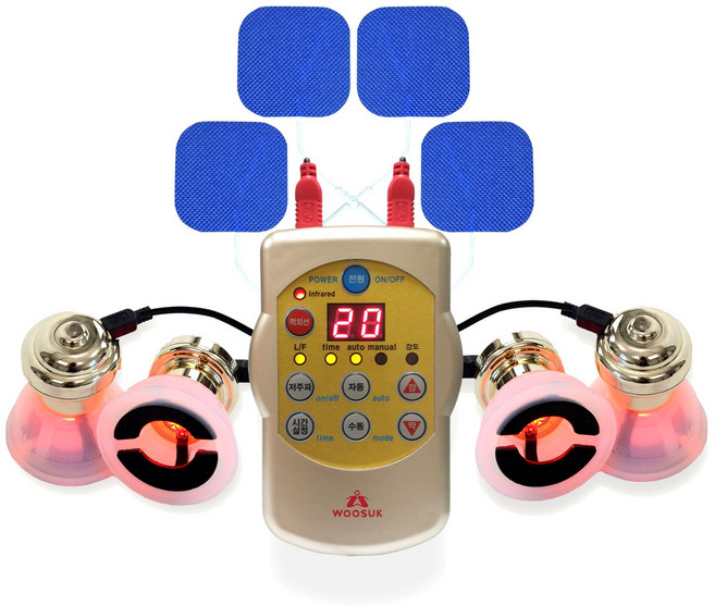 의료기기 히미나 개인용 저주파 자극기+패드세트 포함 (저주파/적외선/부항기능)_혈액순환개선 근육통완화, 히미나본품+패드세트