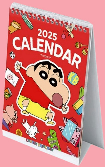 짱구 2025년 캘린더, 1개, B_탁상(레드)