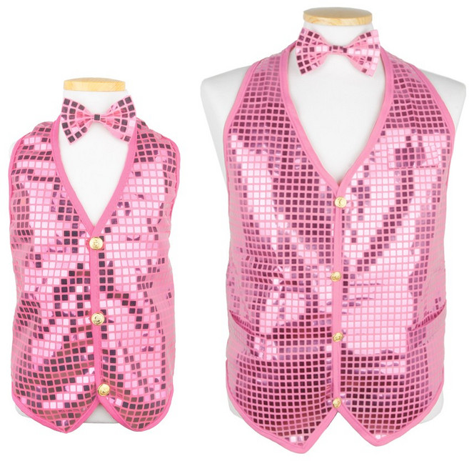 파티짱 반짝이 조끼 베이비핑크 웨이터 스팽글 무대 의상