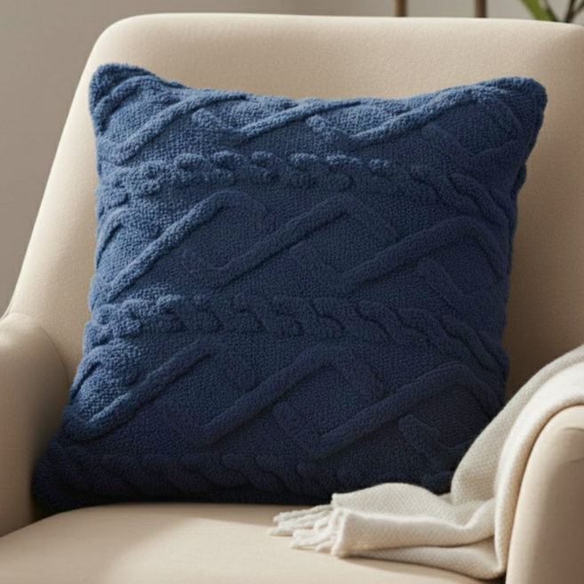 서플라이랩 퍼지무드 니트 인테리어 쇼파쿠션 국산솜 포함, 옵션6.네이비