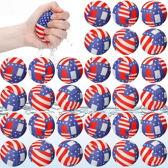 Vertintong 36 Pcs 4th of July Reusable Water Float Balls Pool Beach Toys for 아웃도어(야외) Summer Activ, Independence Day