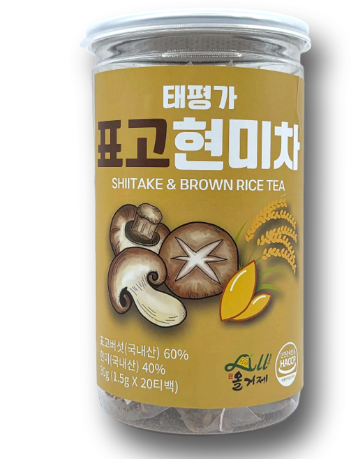 태평가 표고버섯 현미 차 티백, 1개, 20개입, 1.5g