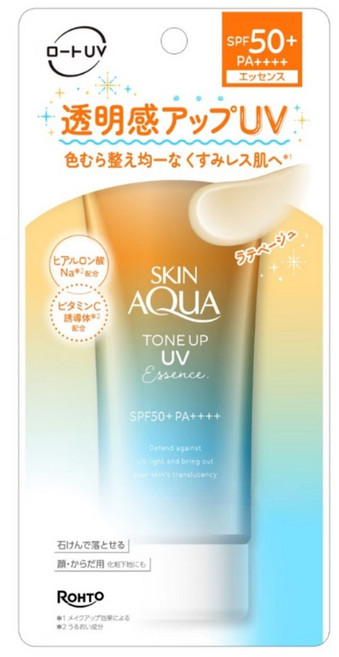 SKIN AQUA 美肌保濕防曬飾底乳 潤色隔離 SPF50+ PA++++, 1個, 米色拿鐵【自然遮瑕、均勻膚色】80g