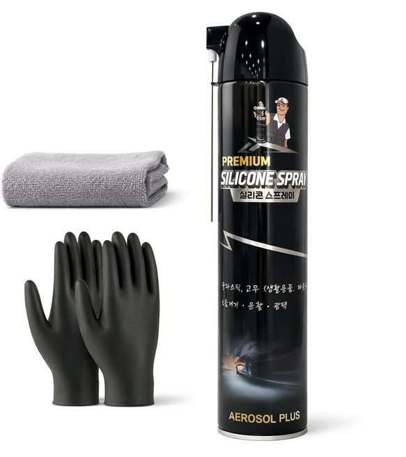탁월한선택 실리콘 스프레이 대용량 550ml / 장갑 / 타월 SET, 1개