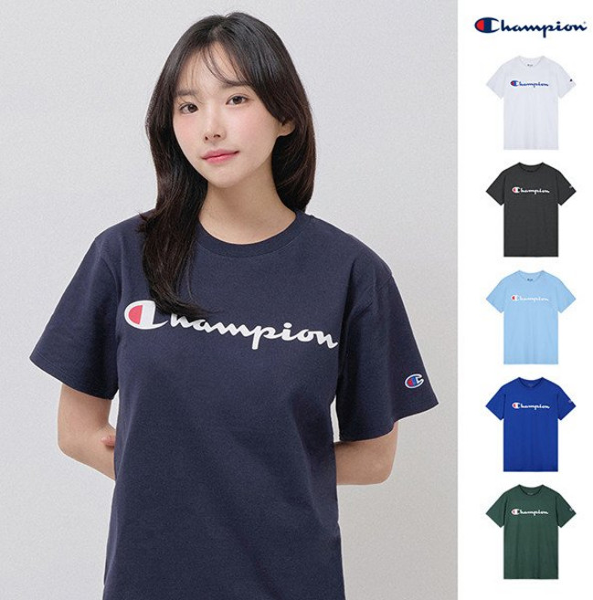 챔피온 반팔티 클래식 저지 그래픽 스크립트 남녀공용 로고 티셔츠 1083607