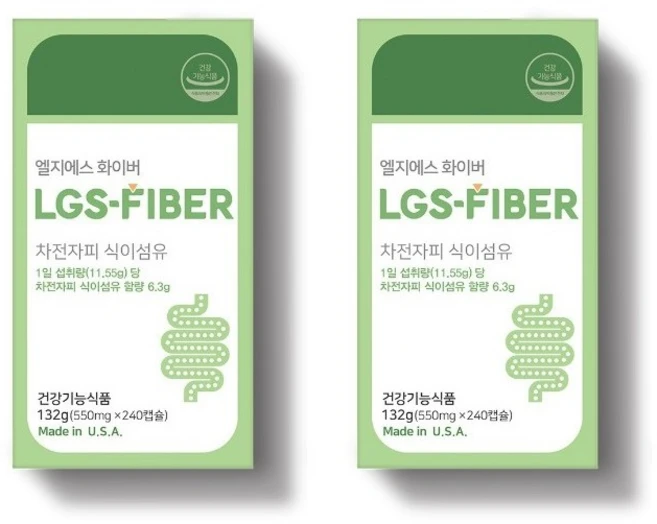 정품)엘지에스 화이버(Mia LGS-fiber) 상쾌한 쾌변을 위한 차전자피 캡슐 식이섬유, 2개, 240정 - 쿠팡