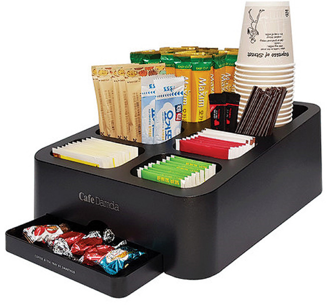 커피정리함트레이 다용도 커피 화장품 커피트레이, 1개, 블랙