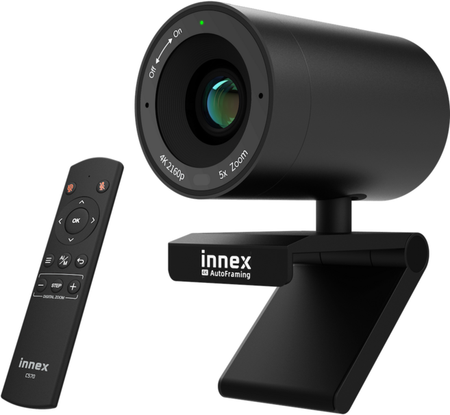 innex C570 網路視訊攝影機 4K 2160p 5x Zoom 自動取景, 黑色