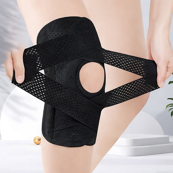 포웨이 실리콘 압박 쿠션 무릎보호대, 블랙, 1개