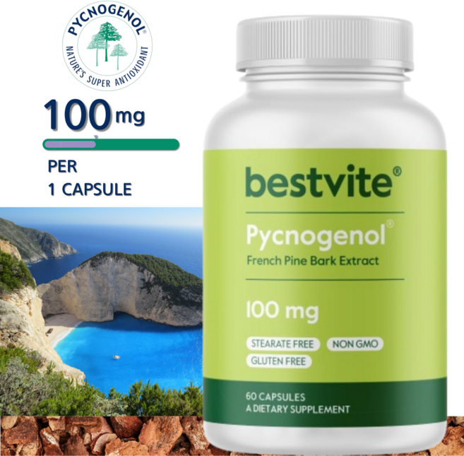 베스트바이트 피크노제놀 BESTVITE Pycnogenol 100mg, 1개, 60캡슐, 60정