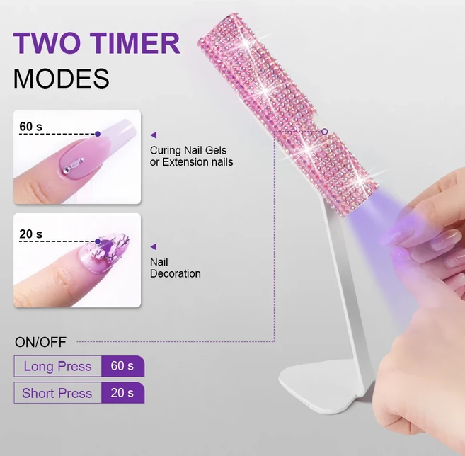 스마트 디스플레이 센서 360 기능이 있는 젤 네일용 LED UV 램프 ° 가정용 회전식 자석 네일 램프, 03 Pink diamond