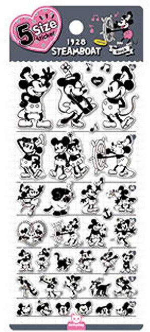 디즈니 미키마우스 1928 스팀보트 클래식 5사이즈 스티커 블랙 1개
