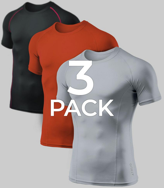 애슬리오 남성 기능성 짐웨어 쿨링 머슬핏 반팔 티셔츠 베이스레이어 3팩 AO-BTS02