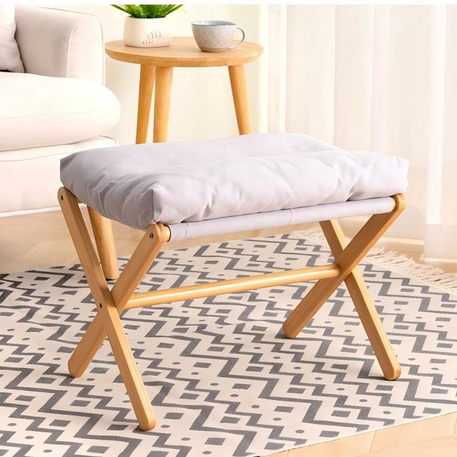 쿠리브 쿠션 풋 스툴 발받침대 풋레스트 접이식 의자 시무실 발받침 필수템 소파 풋스툴, 그레이