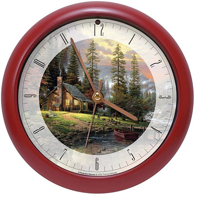 펠드스타인 어소시에이츠 토마스 킨케이드 평화로운 수련회 명상 자연 사운드 시계 8인치 빨간색 벽이나 책상용