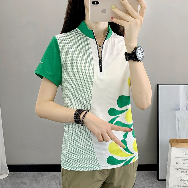 ONE牌同廠 夏季女款涼感衣 立領短袖排汗衫 透氣速乾衣 登山排汗衣 吸濕排汗衫 休閒短袖 運動上衣 T恤