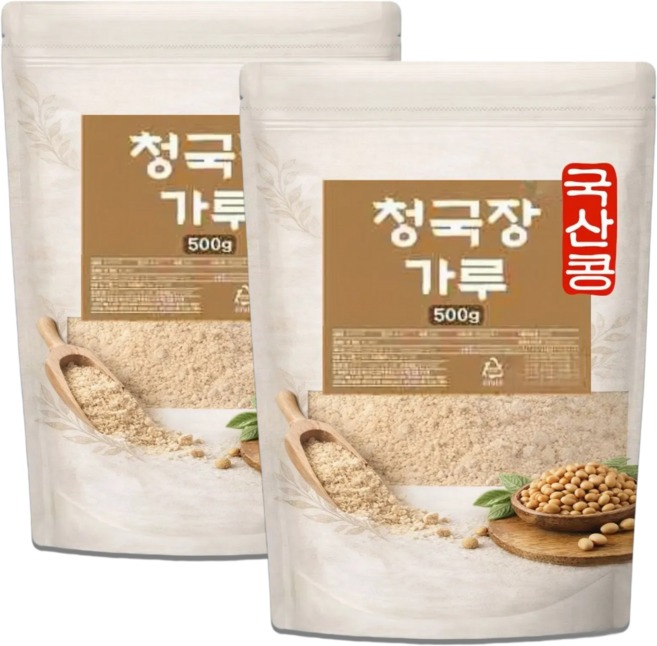 국산콩 청국장가루 100% 냄새안나는 국산 발효 청국장 분말, 2개, 500g